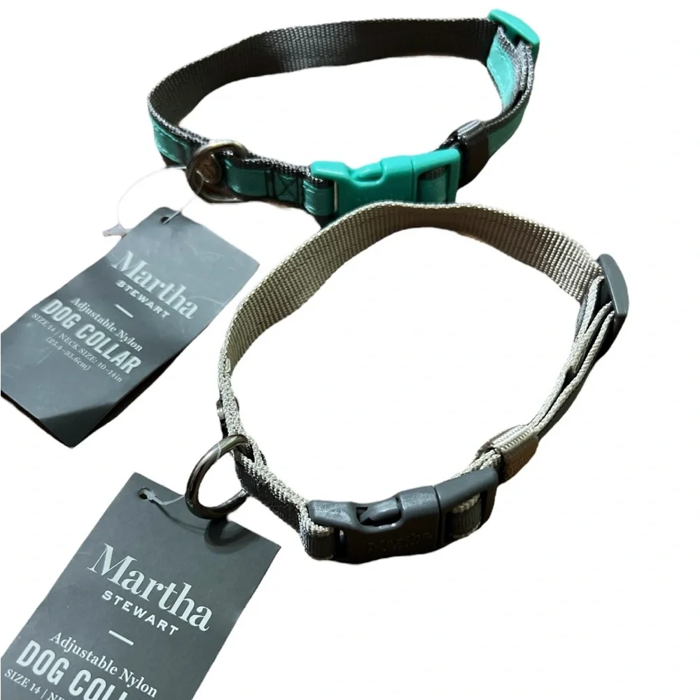 2 for $15 Martha Stewart Pet Accessories Adjustable Dog Collar NWT